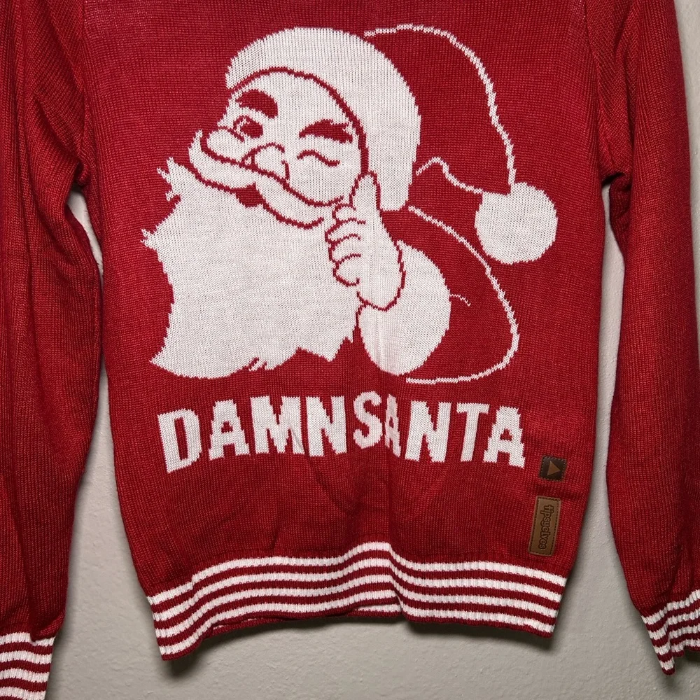 Tipsy Elves Red Santa Crew Neck Sweater - Picture 4 of 10